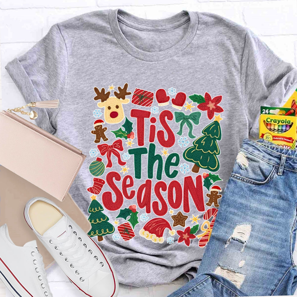 Tis The Season Christmas Reindeer And Christmas Tree T-shirt