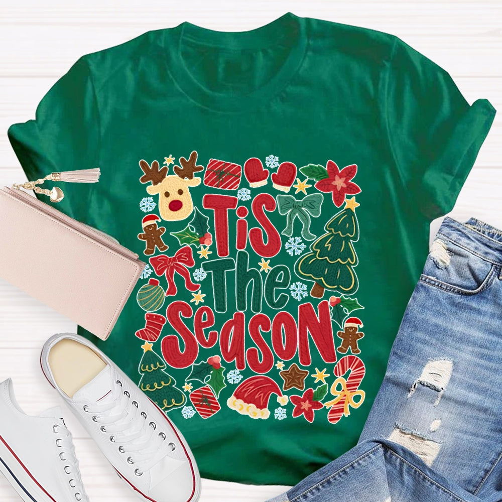 Tis The Season Christmas Reindeer And Christmas Tree T-shirt