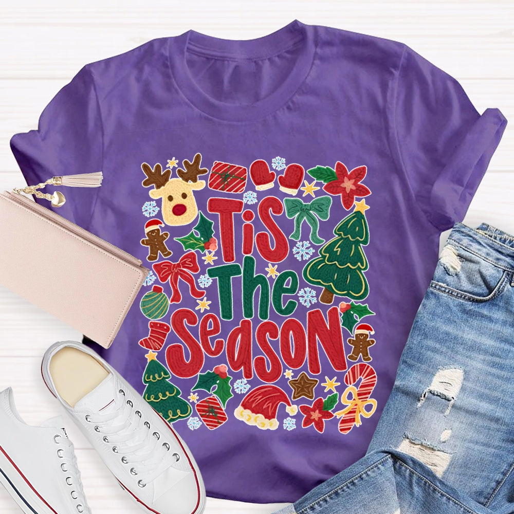 Tis The Season Christmas Reindeer And Christmas Tree T-shirt