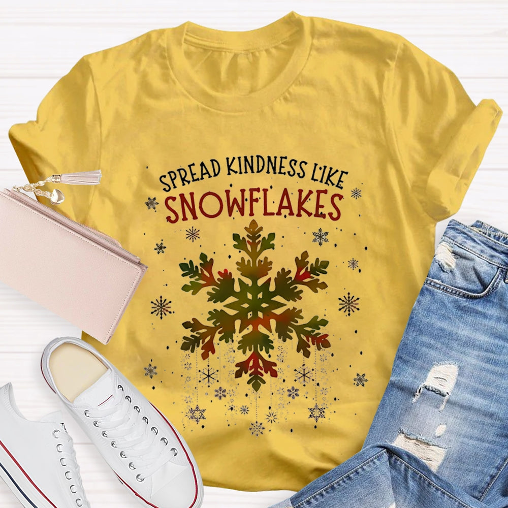 Spread Kindness Like Snowflakes Colorful Tie-Dye Snowflakes Christmas T-shirt