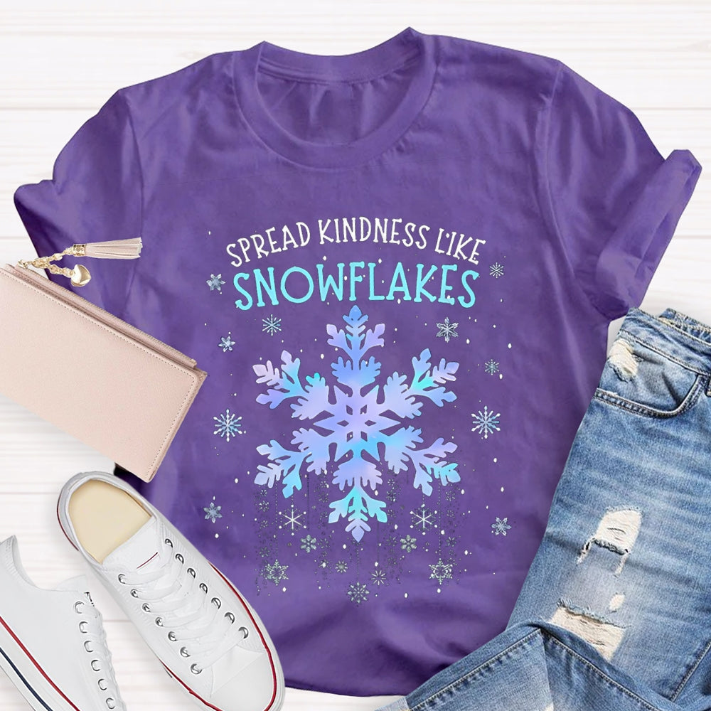 Spread Kindness Like Snowflakes Colorful Tie-Dye Snowflakes Christmas T-shirt