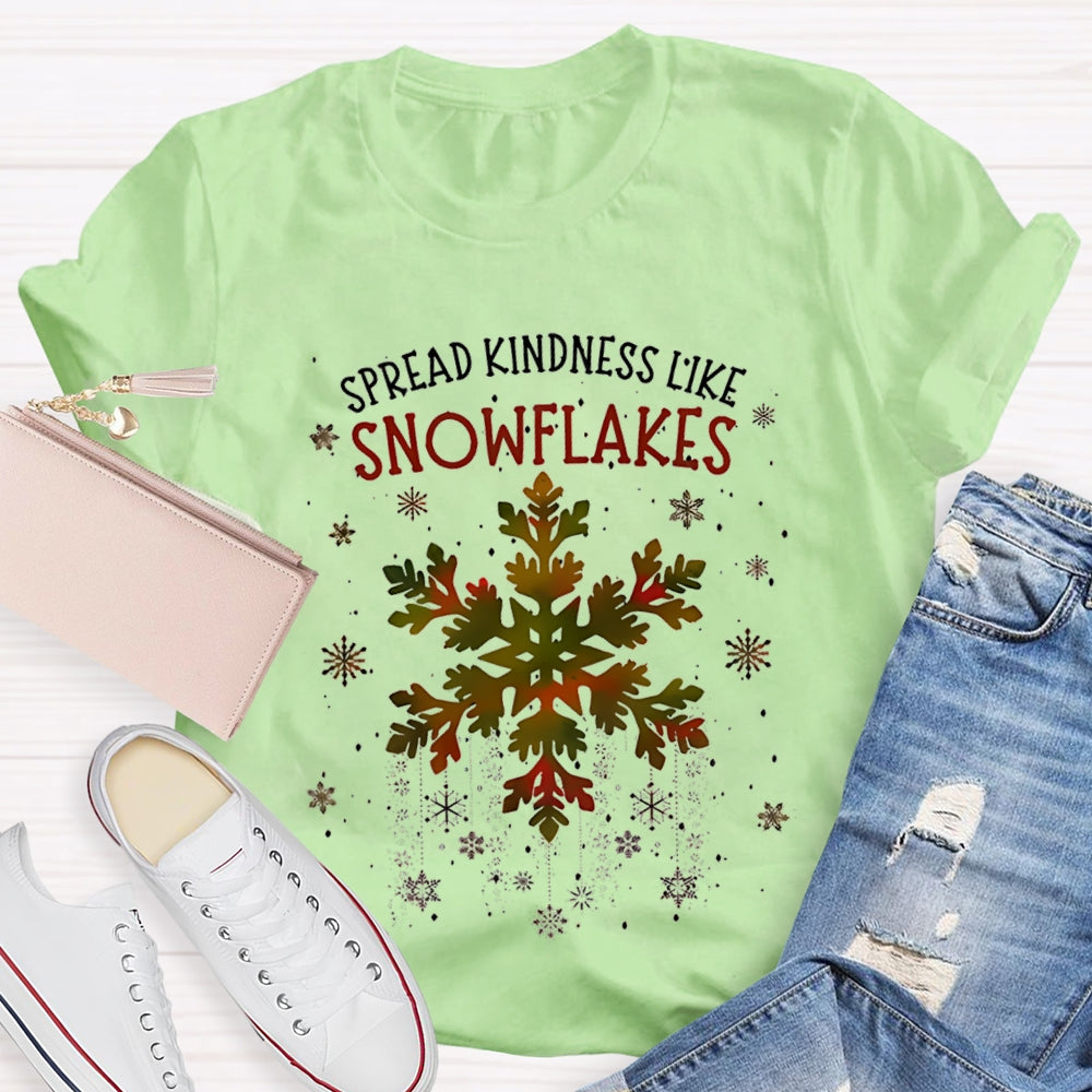 Spread Kindness Like Snowflakes Colorful Tie-Dye Snowflakes Christmas T-shirt