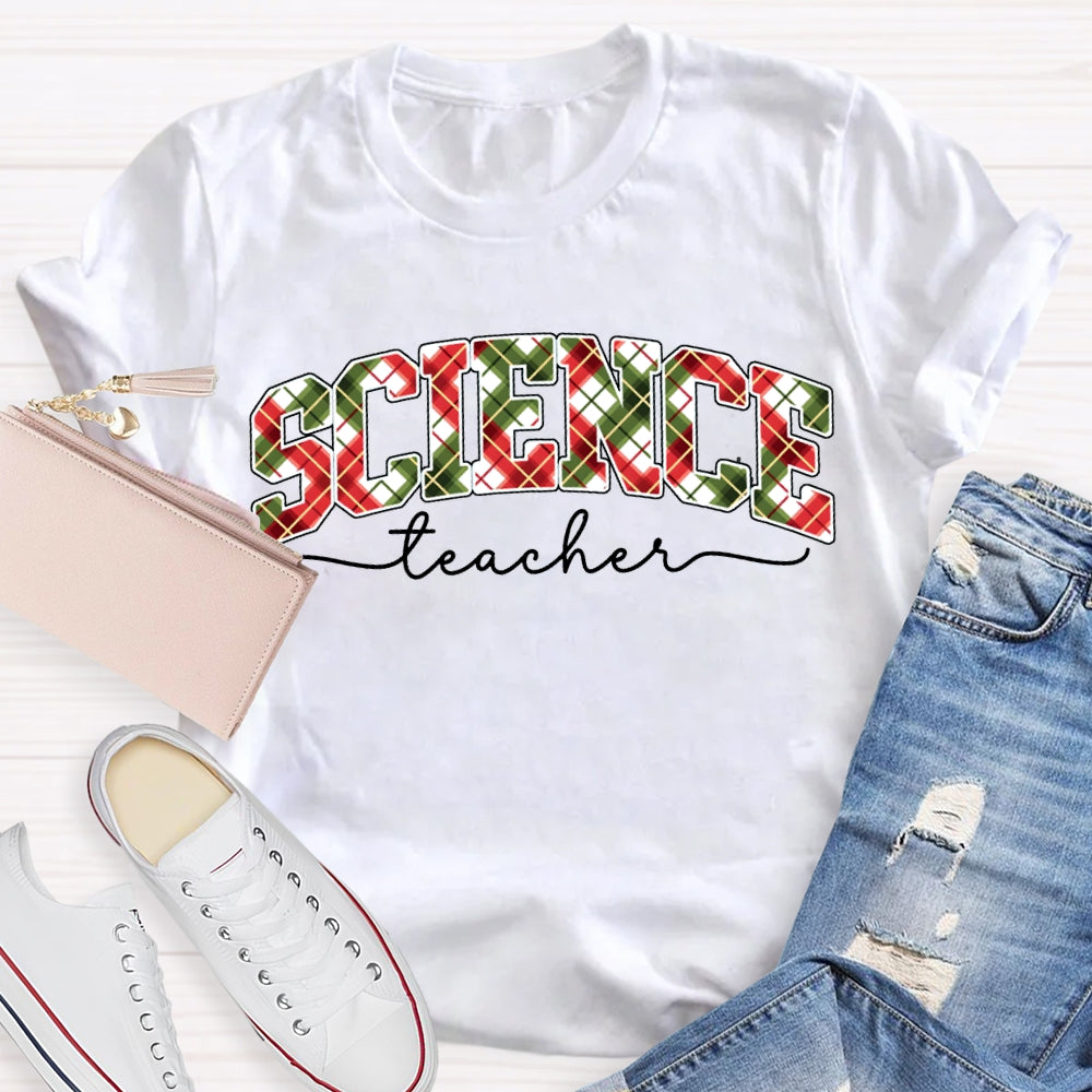 Science Teacher Colorful Christmas Vibes Fonts T-shirt