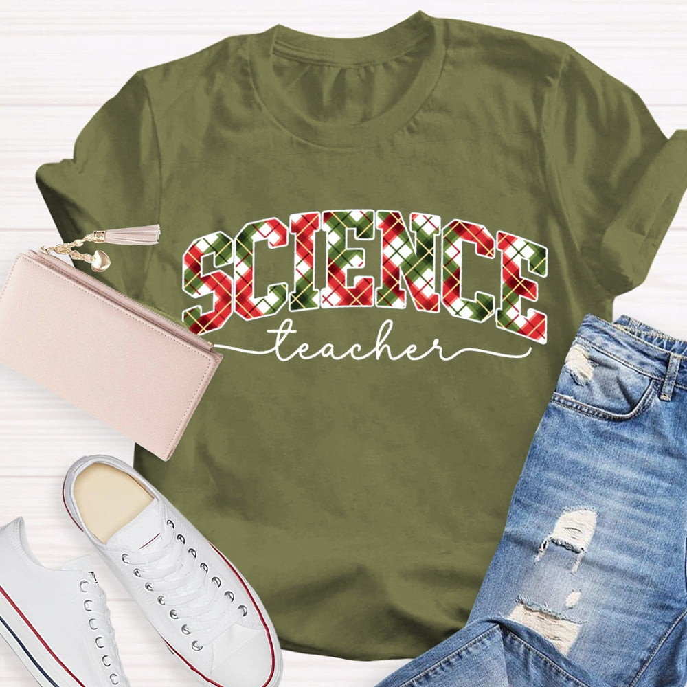 Science Teacher Colorful Christmas Vibes Fonts T-shirt