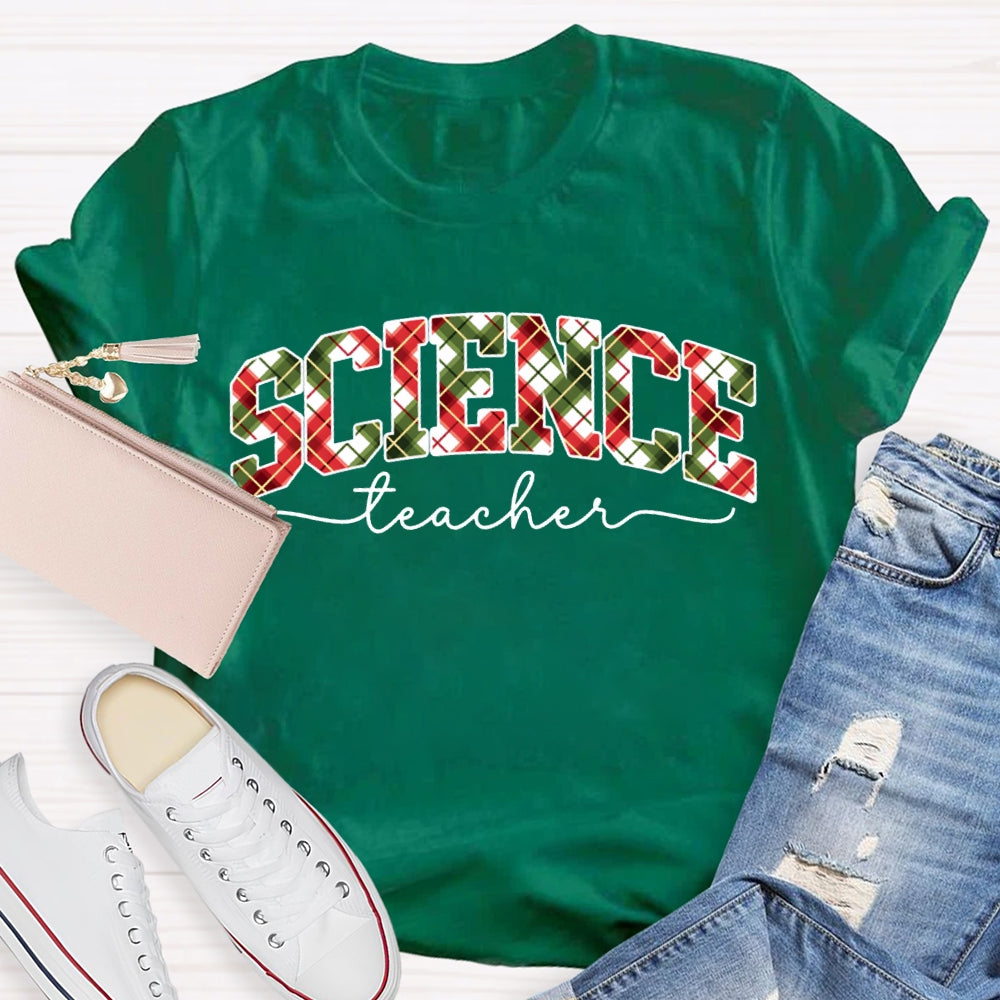 Science Teacher Colorful Christmas Vibes Fonts T-shirt