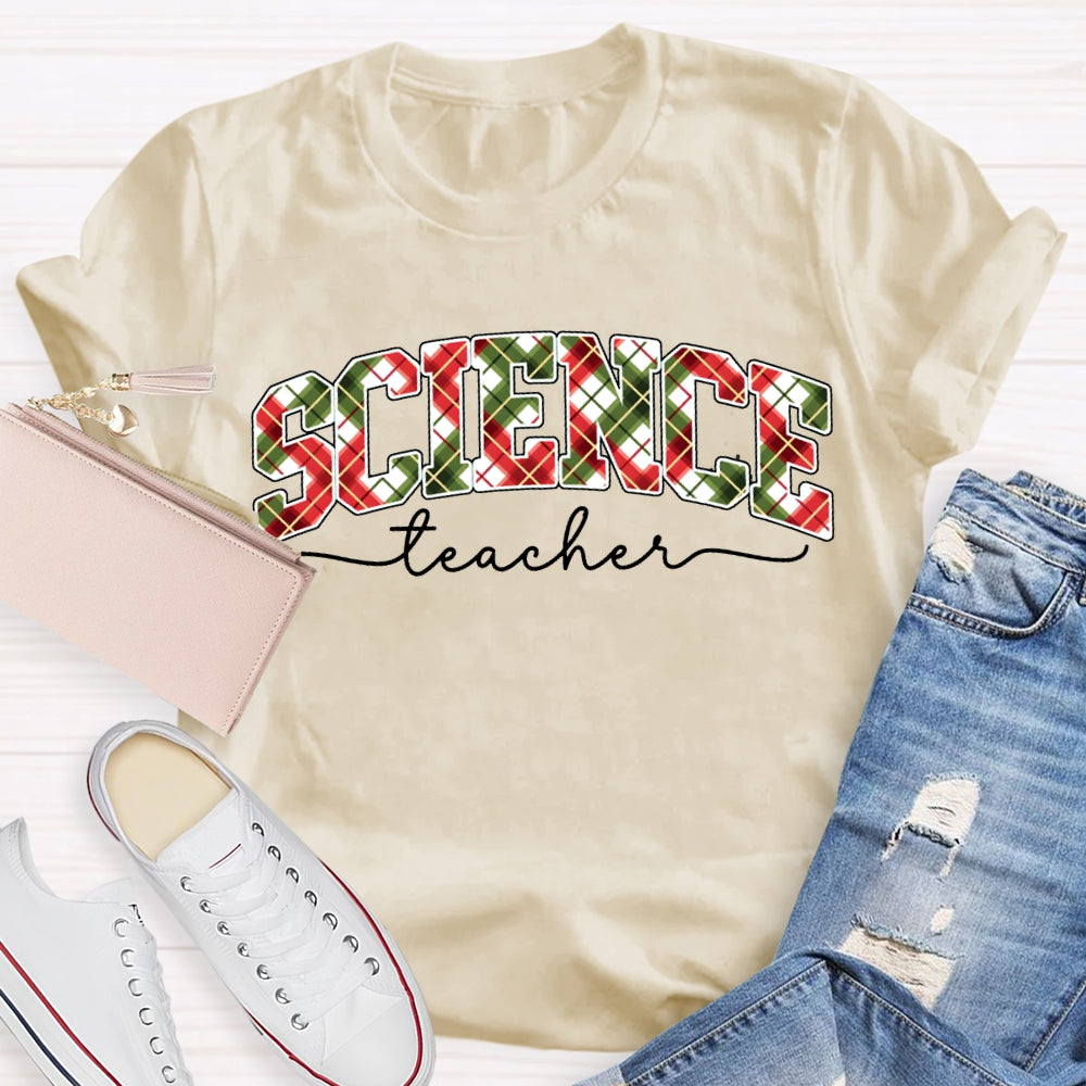 Science Teacher Colorful Christmas Vibes Fonts T-shirt