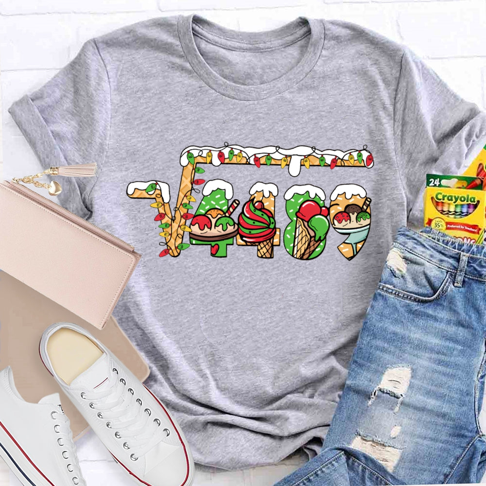 Christmas Lights And Christmas Math Fonts Math Teacher Christmas T-shirt