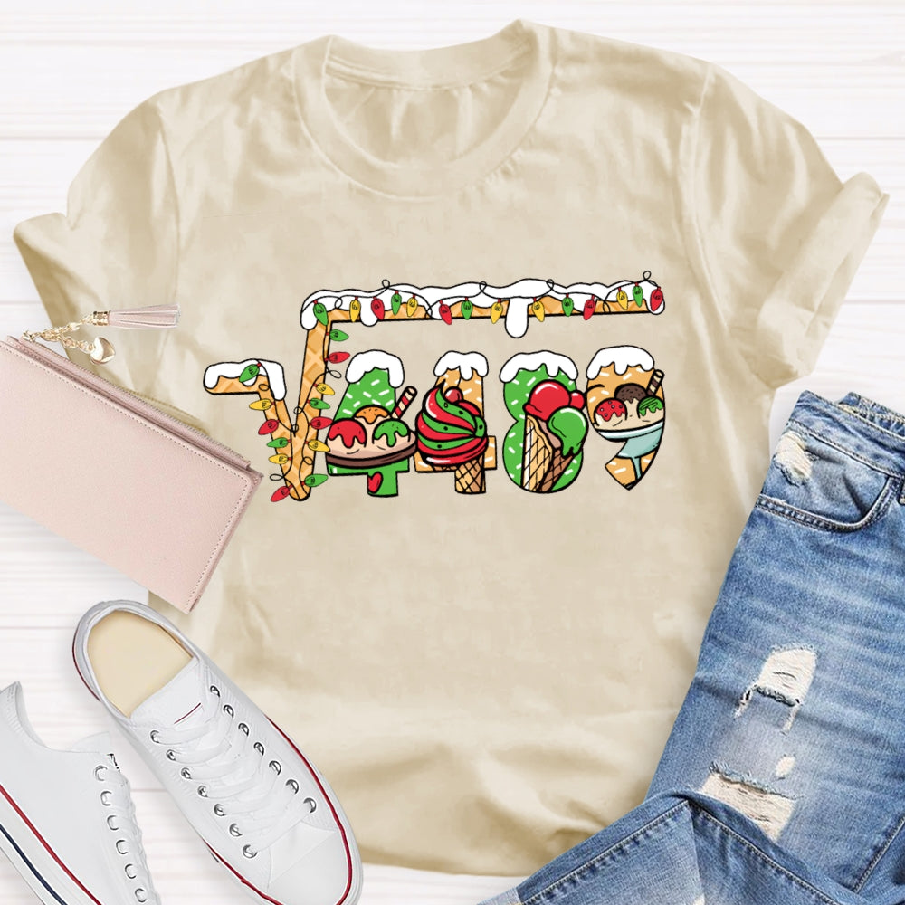Christmas Lights And Christmas Math Fonts Math Teacher Christmas T-shirt
