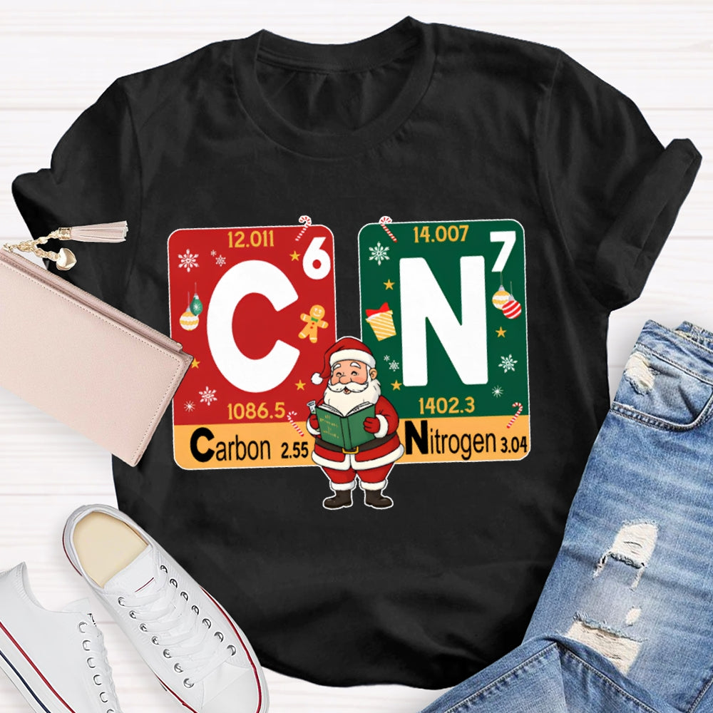 Carbon Nitrogen Science Teacher Santa Claus Christmas T-shirt