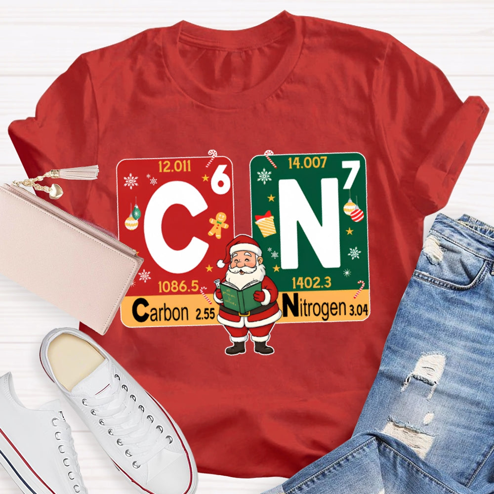 Carbon Nitrogen Science Teacher Santa Claus Christmas T-shirt