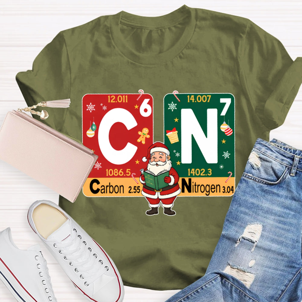 Carbon Nitrogen Science Teacher Santa Claus Christmas T-shirt