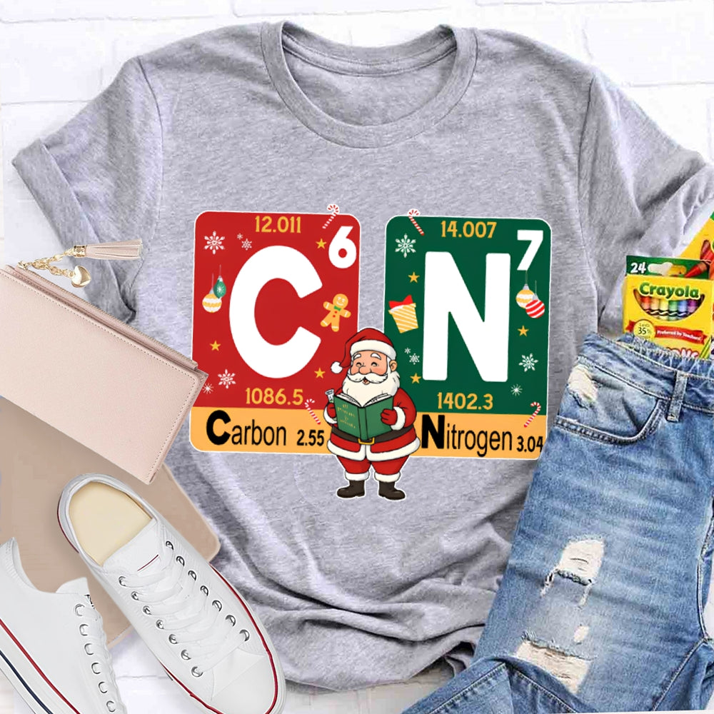 Carbon Nitrogen Science Teacher Santa Claus Christmas T-shirt