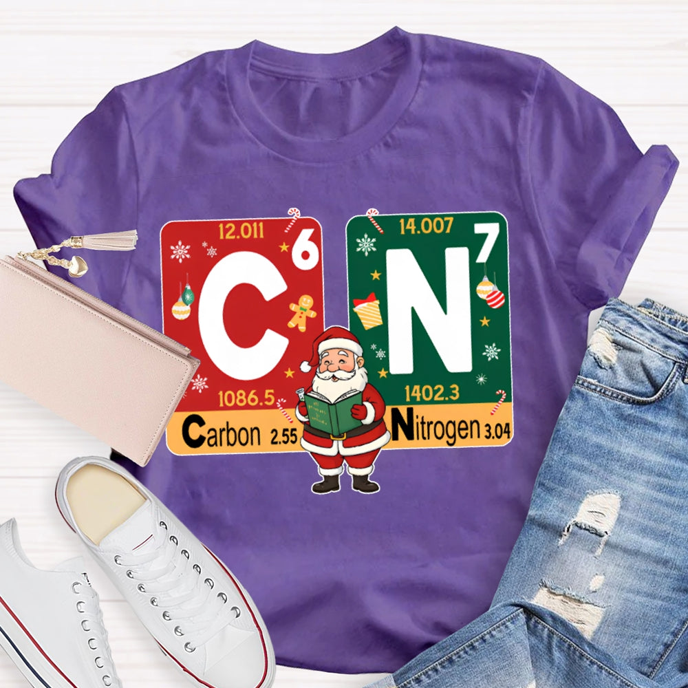 Carbon Nitrogen Science Teacher Santa Claus Christmas T-shirt