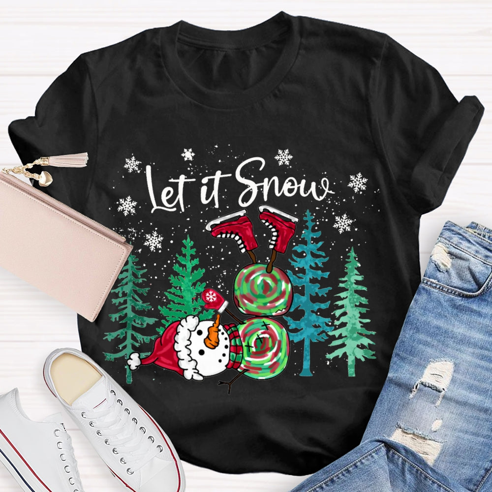 Let It Snow Tie-Dyed Snowmen And Christmas Tree T-shirt