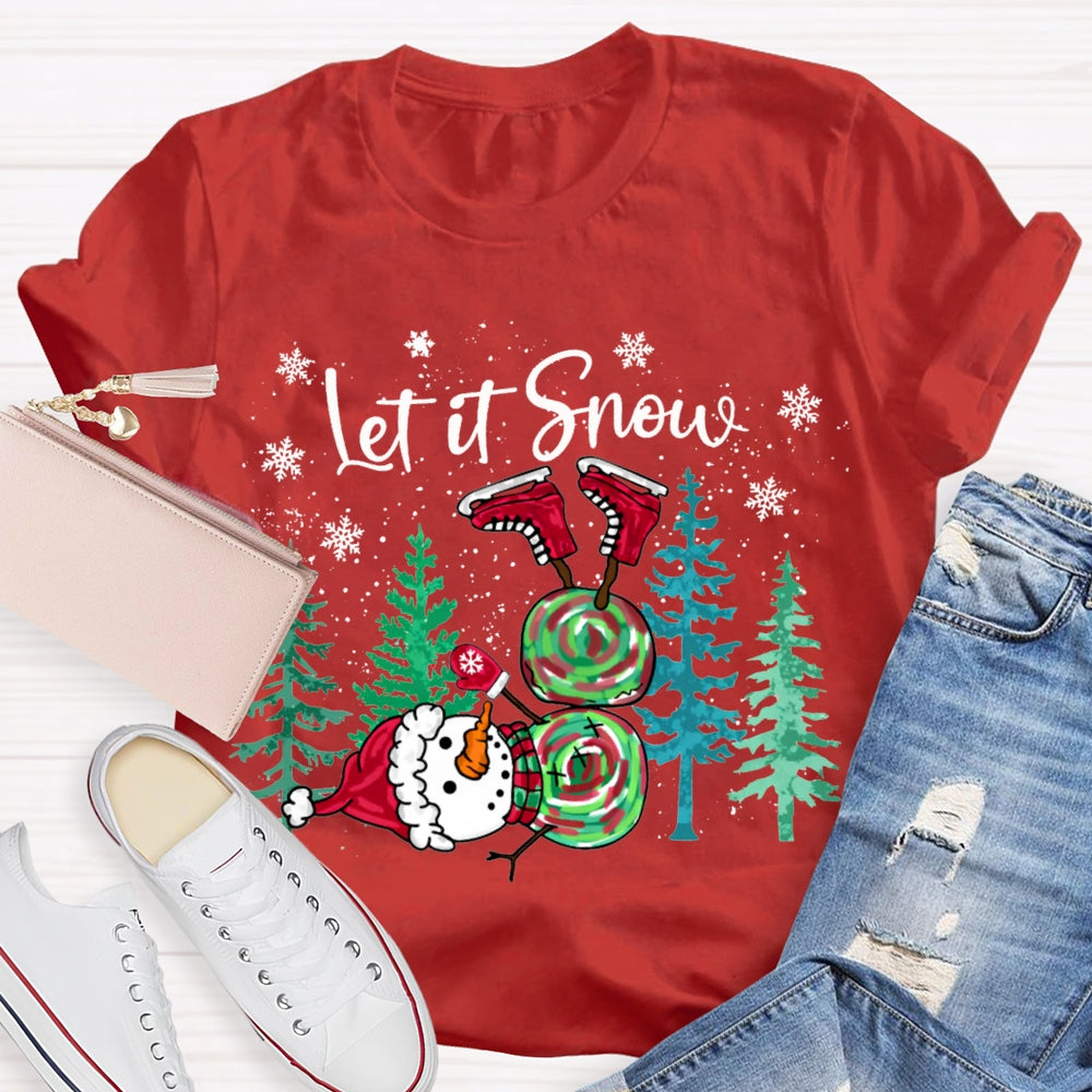 Let It Snow Tie-Dyed Snowmen And Christmas Tree T-shirt