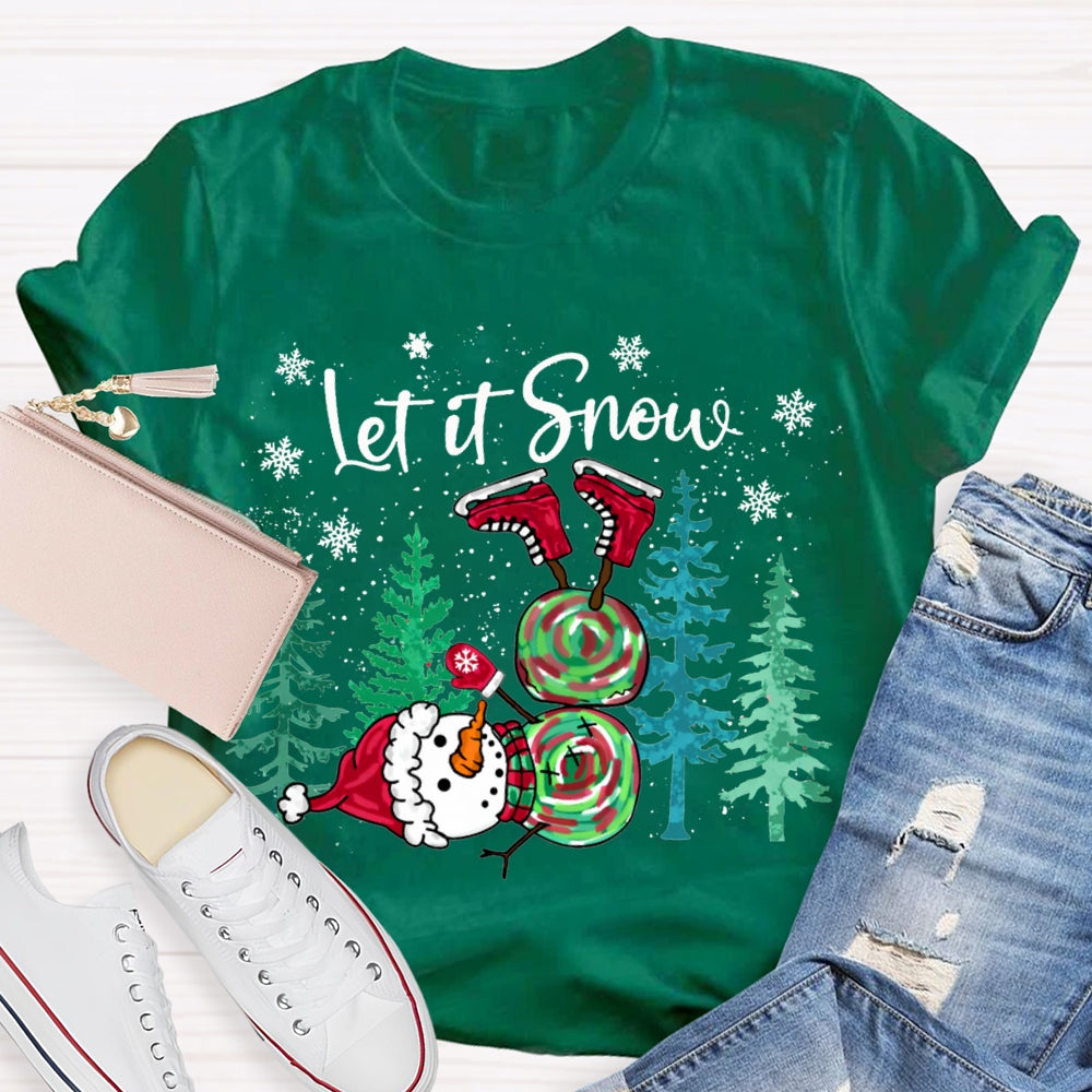 Let It Snow Tie-Dyed Snowmen And Christmas Tree T-shirt