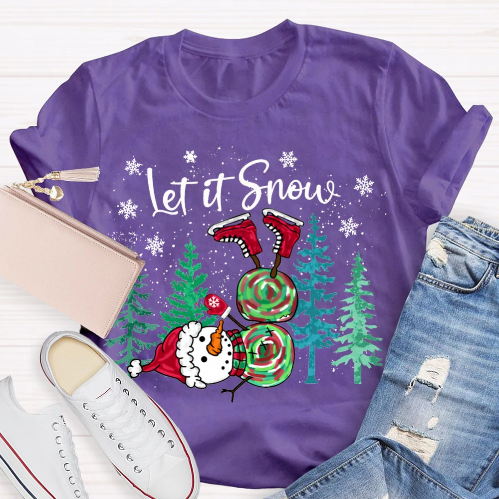 Let It Snow Tie-Dyed Snowmen And Christmas Tree T-shirt