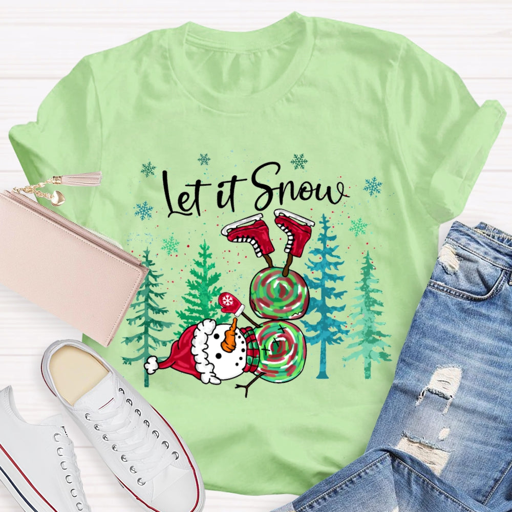 Let It Snow Tie-Dyed Snowmen And Christmas Tree T-shirt