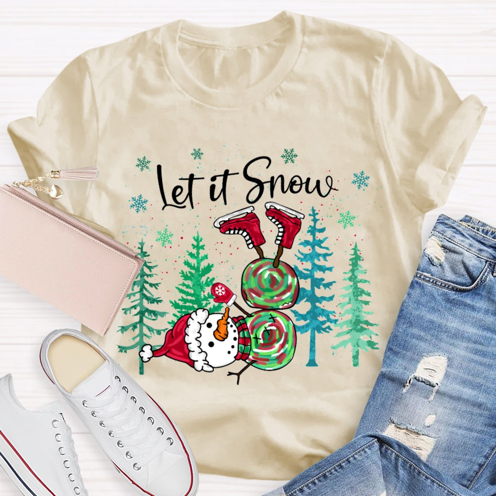 Let It Snow Tie-Dyed Snowmen And Christmas Tree T-shirt