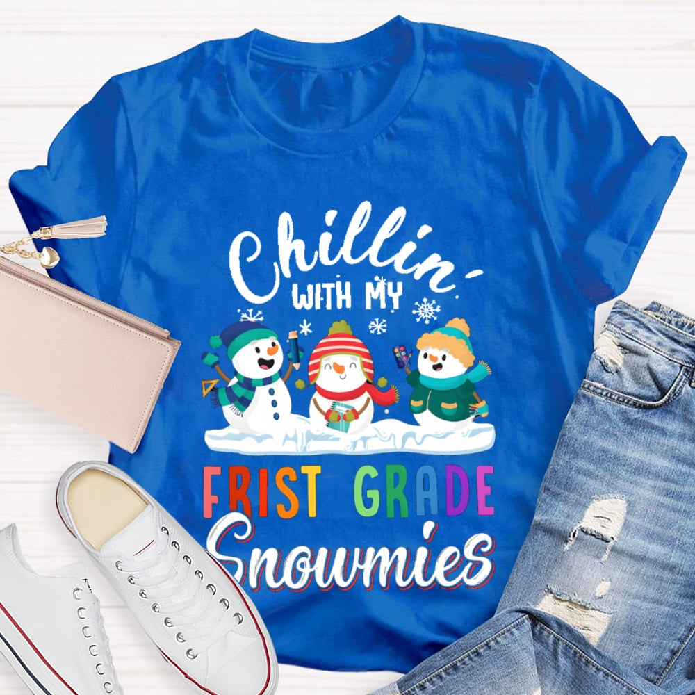 Personalized Grade Chillin With My First Grade Snowmies T-shirt