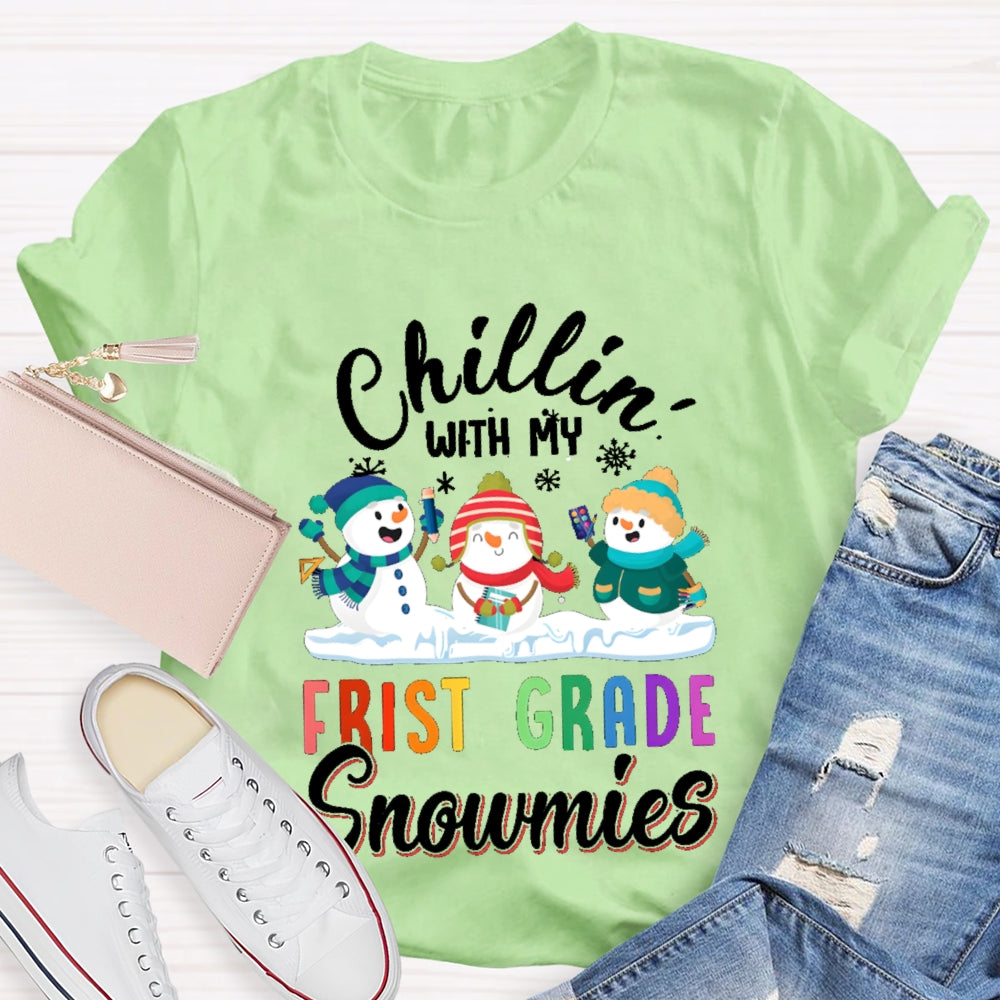 Personalized Grade Chillin With My First Grade Snowmies T-shirt