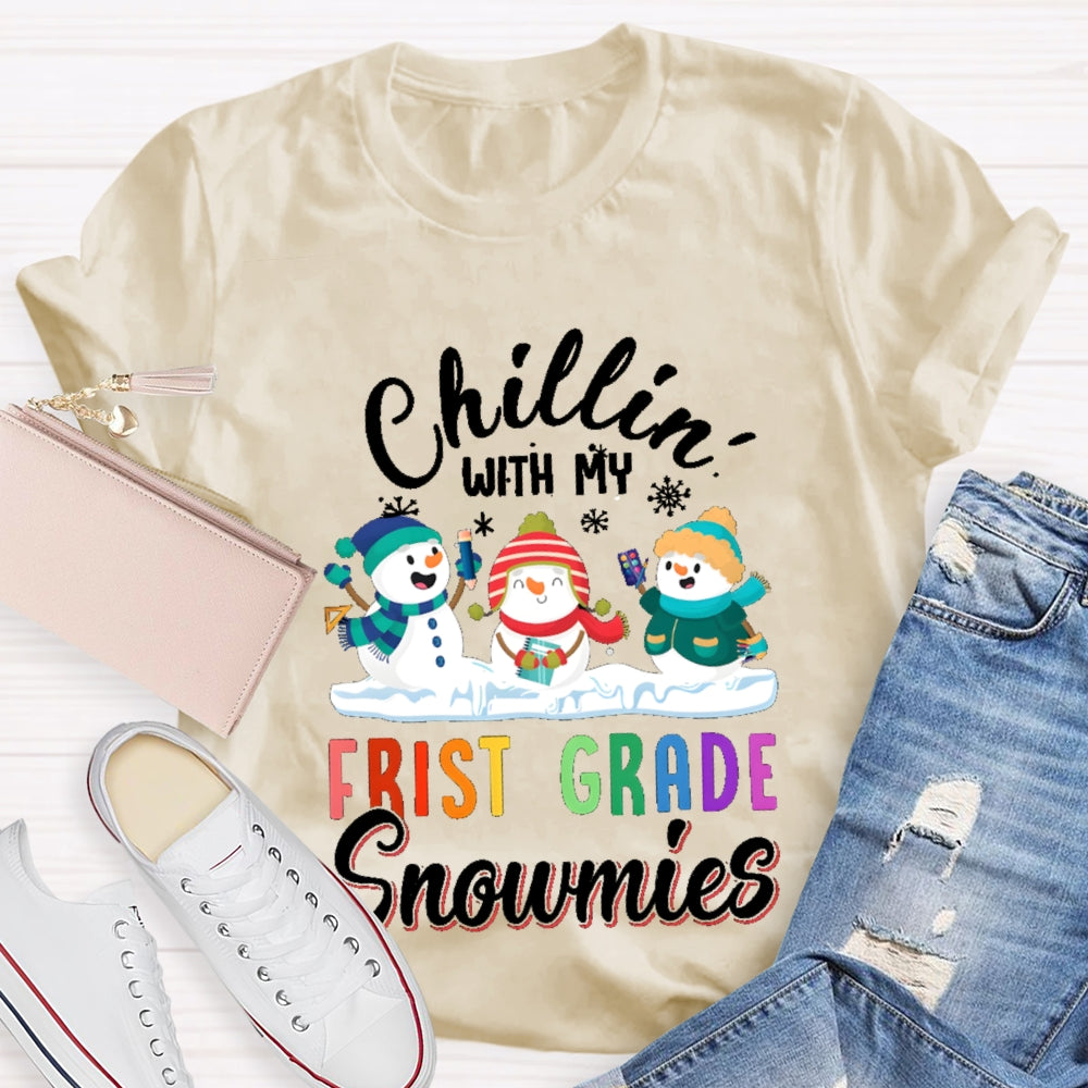 Personalized Grade Chillin With My First Grade Snowmies T-shirt