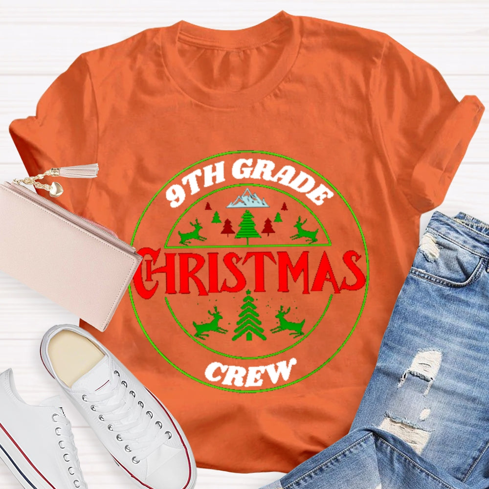 Personalized Grade 9th Grade Christmas Crew T-shirt