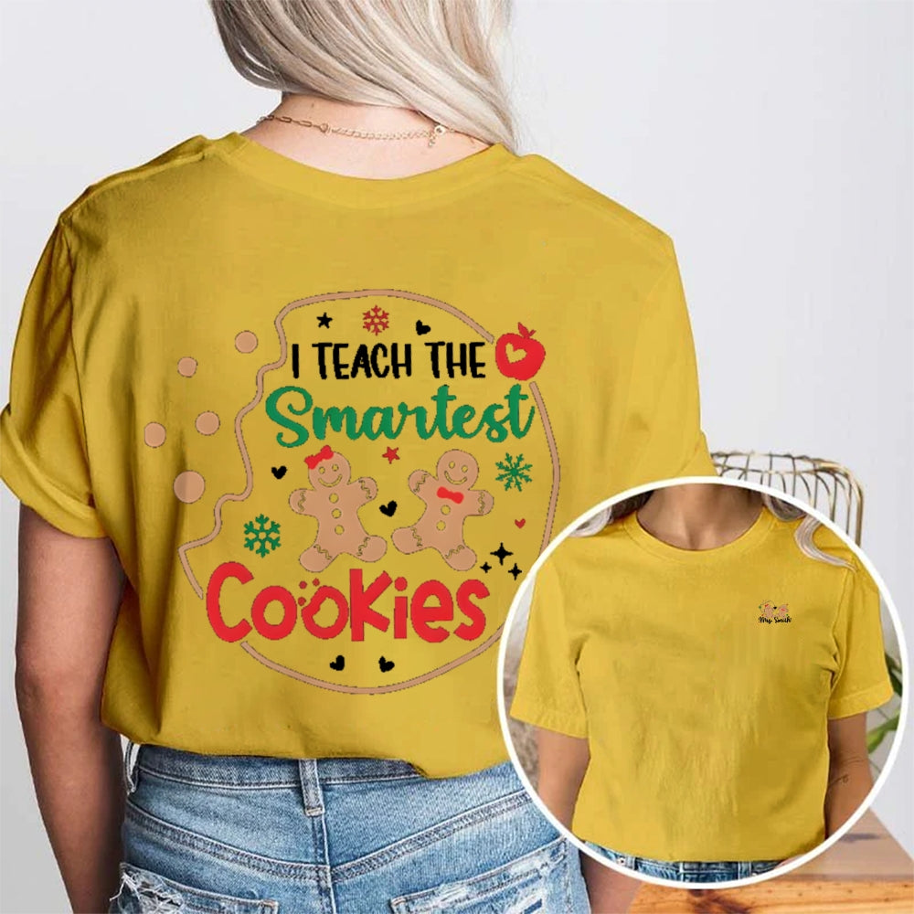 Personalized Name I Teach The Smartest Cookies Christmas Double Printed T-shirt