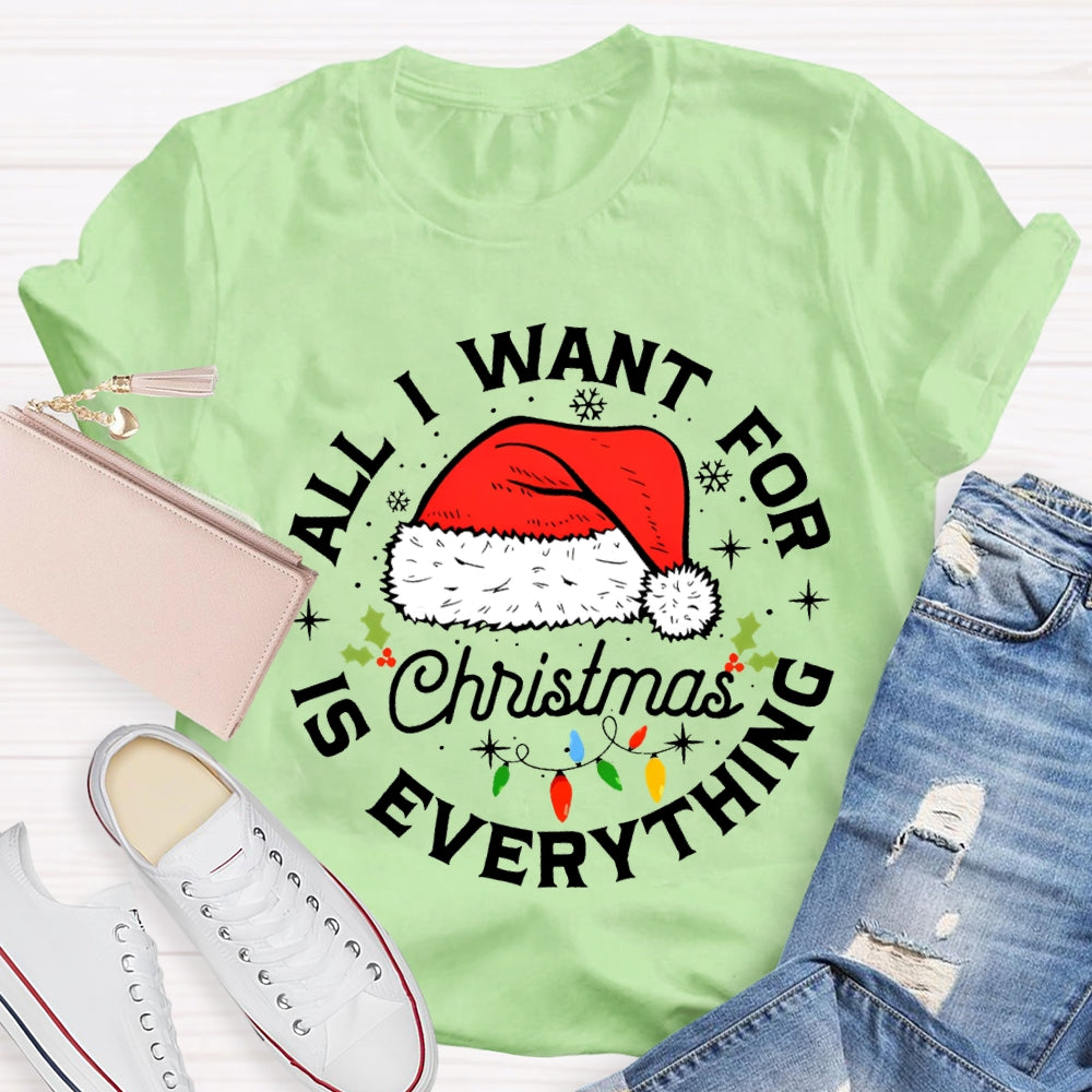 All I Want For Christmas Is Everything Christmas Hats And Fairy Lights T-shirt