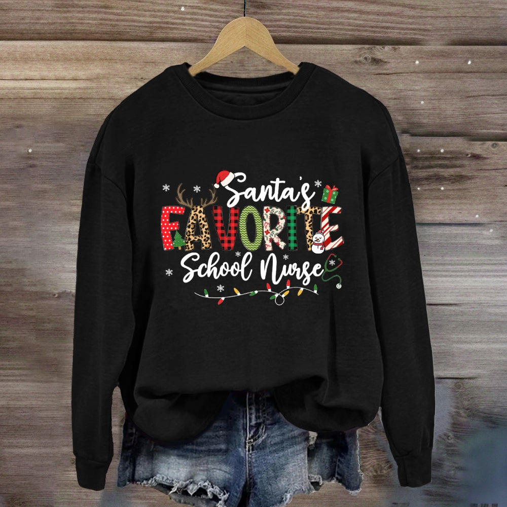 Santa'S Favorite School Nurse Sweatshirt