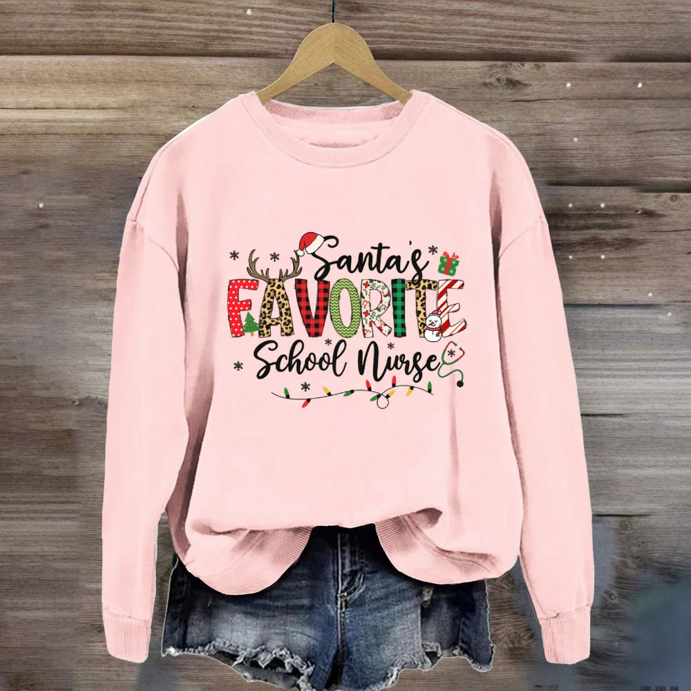 Santa'S Favorite School Nurse Sweatshirt