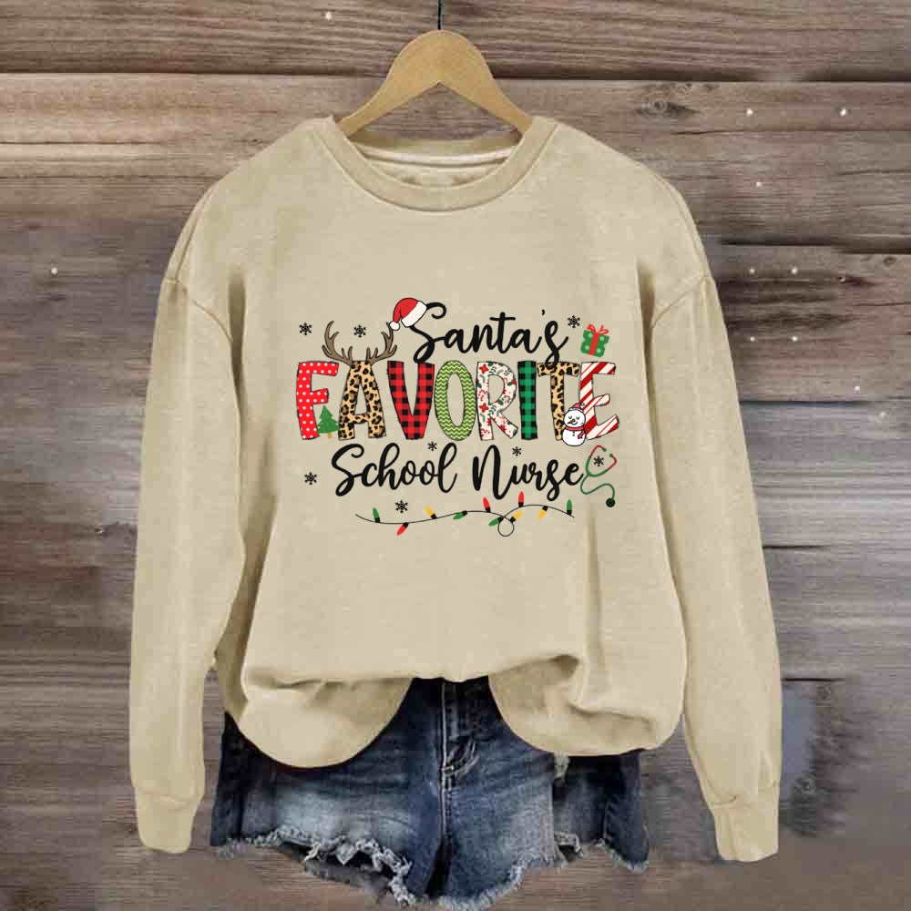 Santa'S Favorite School Nurse Sweatshirt
