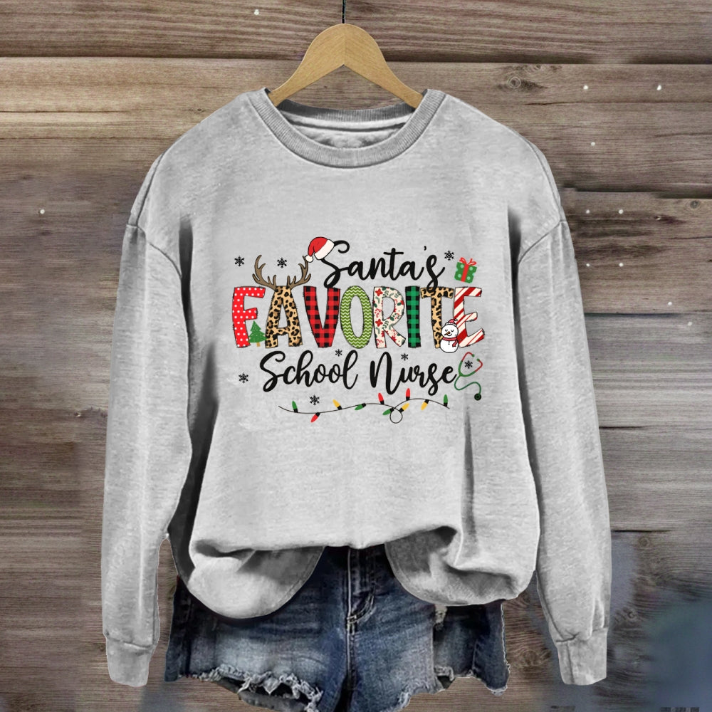 Santa'S Favorite School Nurse Sweatshirt