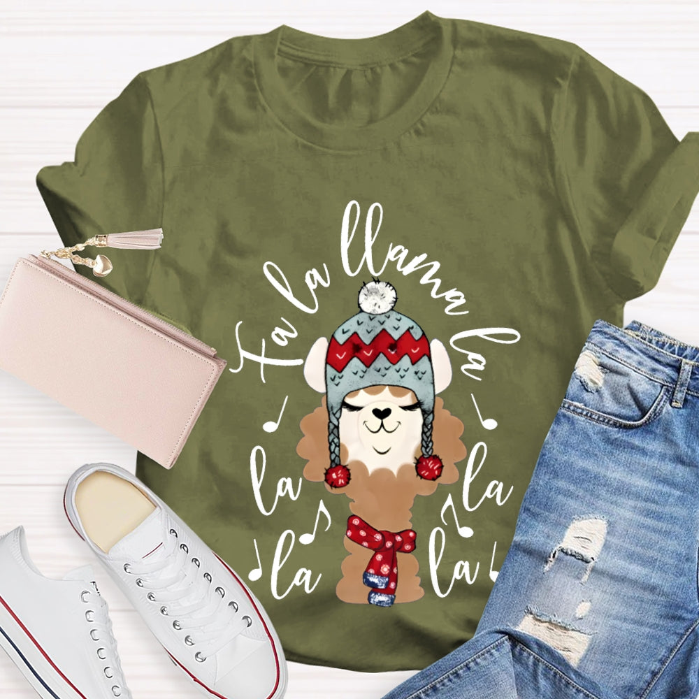 La La Fa Llama La La Christmas Puppy Listening To Music T-shirt