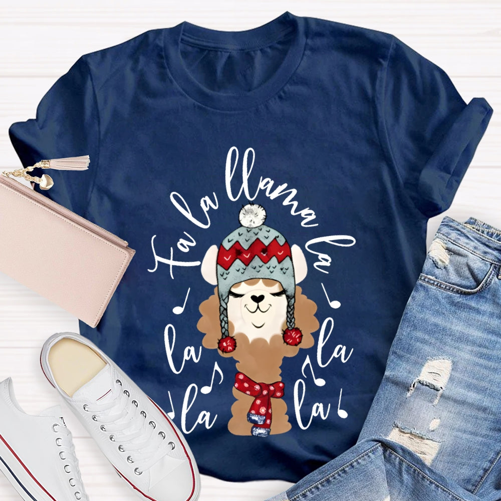 La La Fa Llama La La Christmas Puppy Listening To Music T-shirt