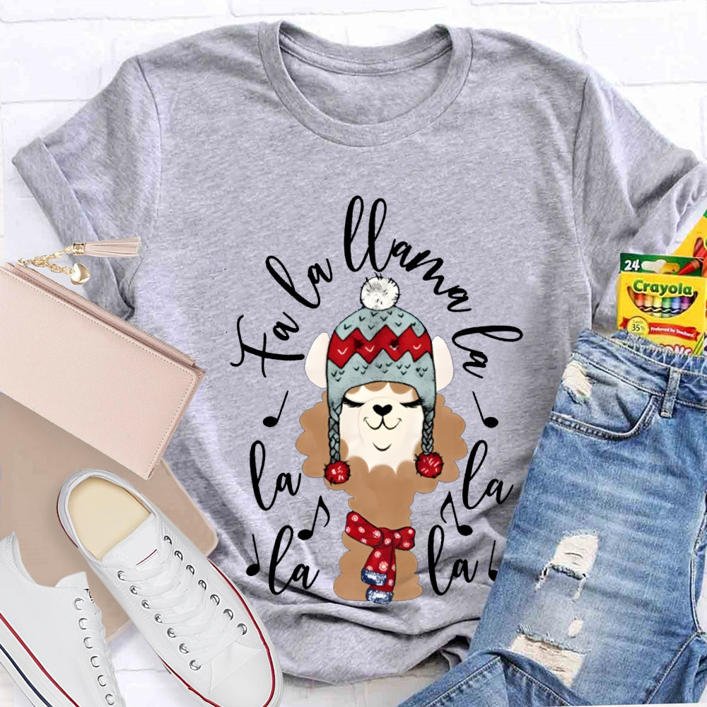 La La Fa Llama La La Christmas Puppy Listening To Music T-shirt