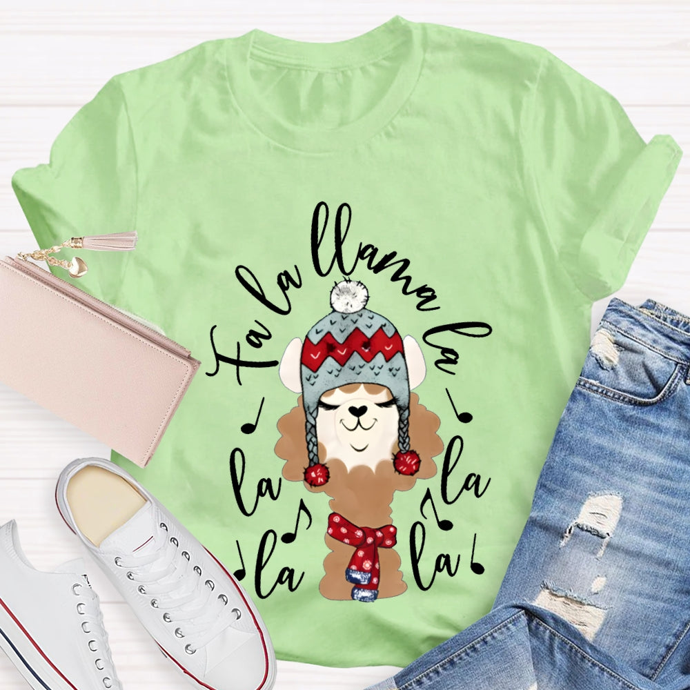 La La Fa Llama La La Christmas Puppy Listening To Music T-shirt