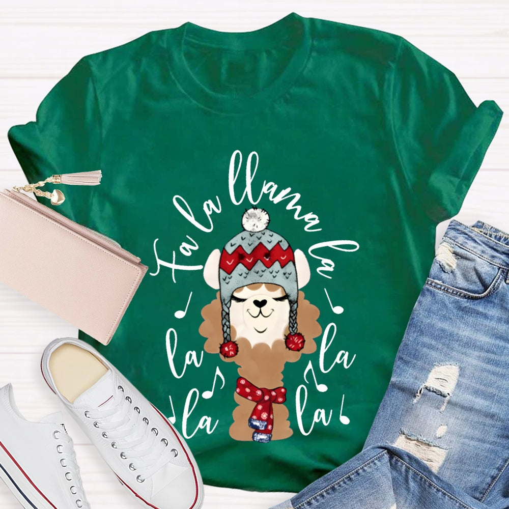 La La Fa Llama La La Christmas Puppy Listening To Music T-shirt