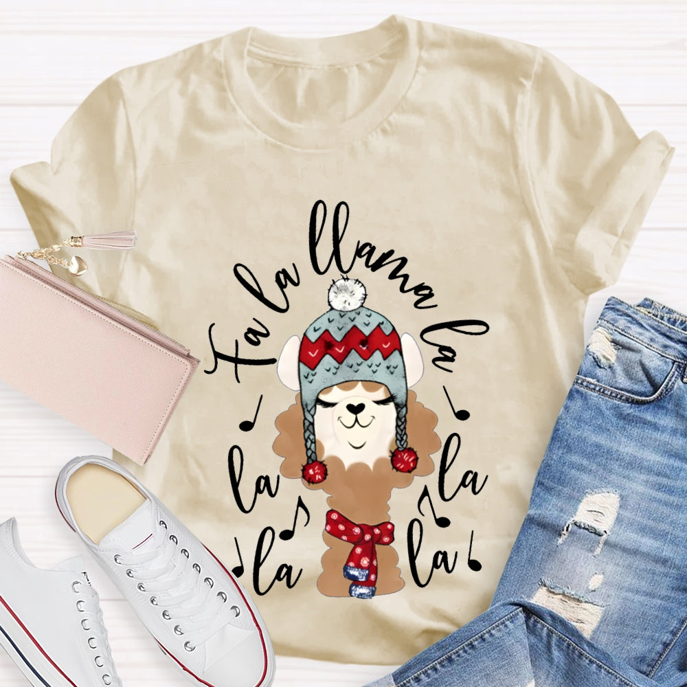 La La Fa Llama La La Christmas Puppy Listening To Music T-shirt