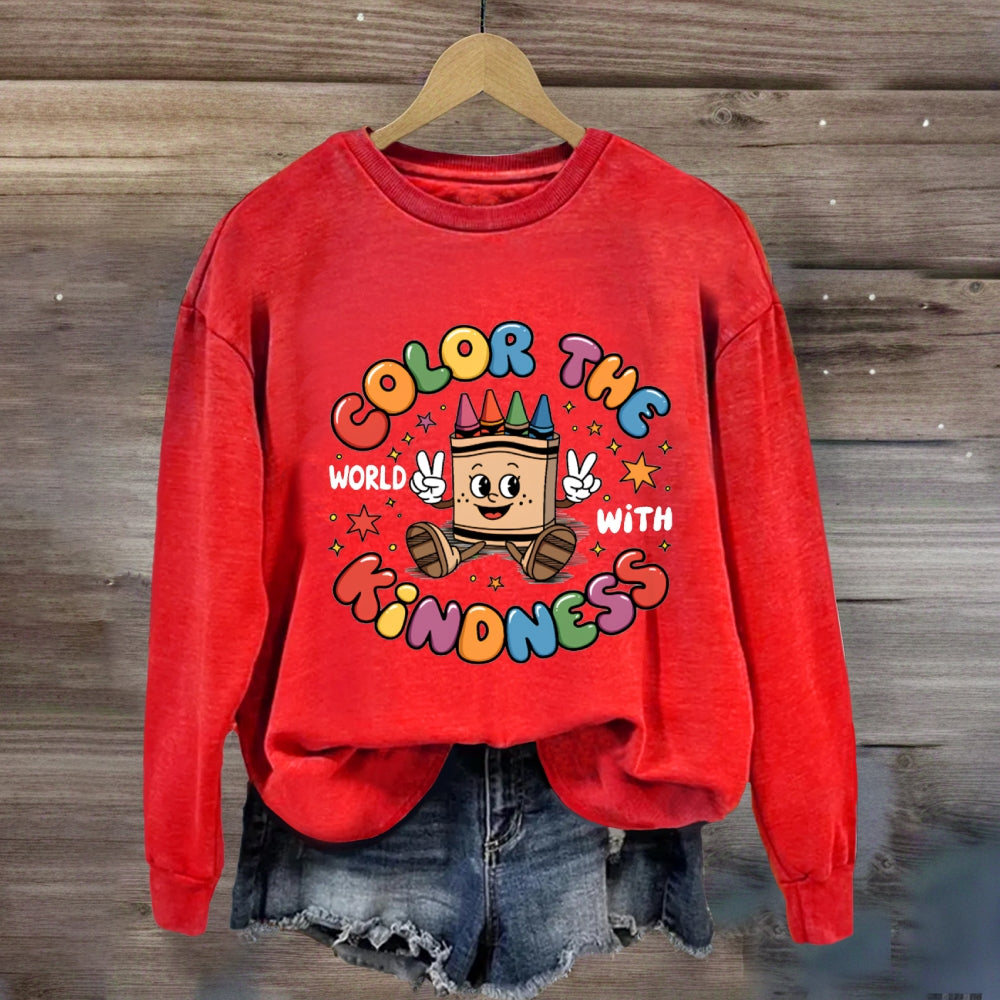 Color The World With Kindness Crayon Sweatshirt