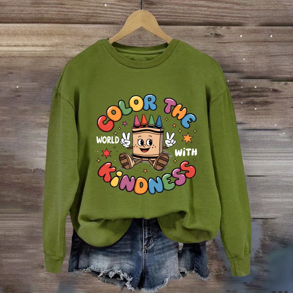 Color The World With Kindness Crayon Sweatshirt