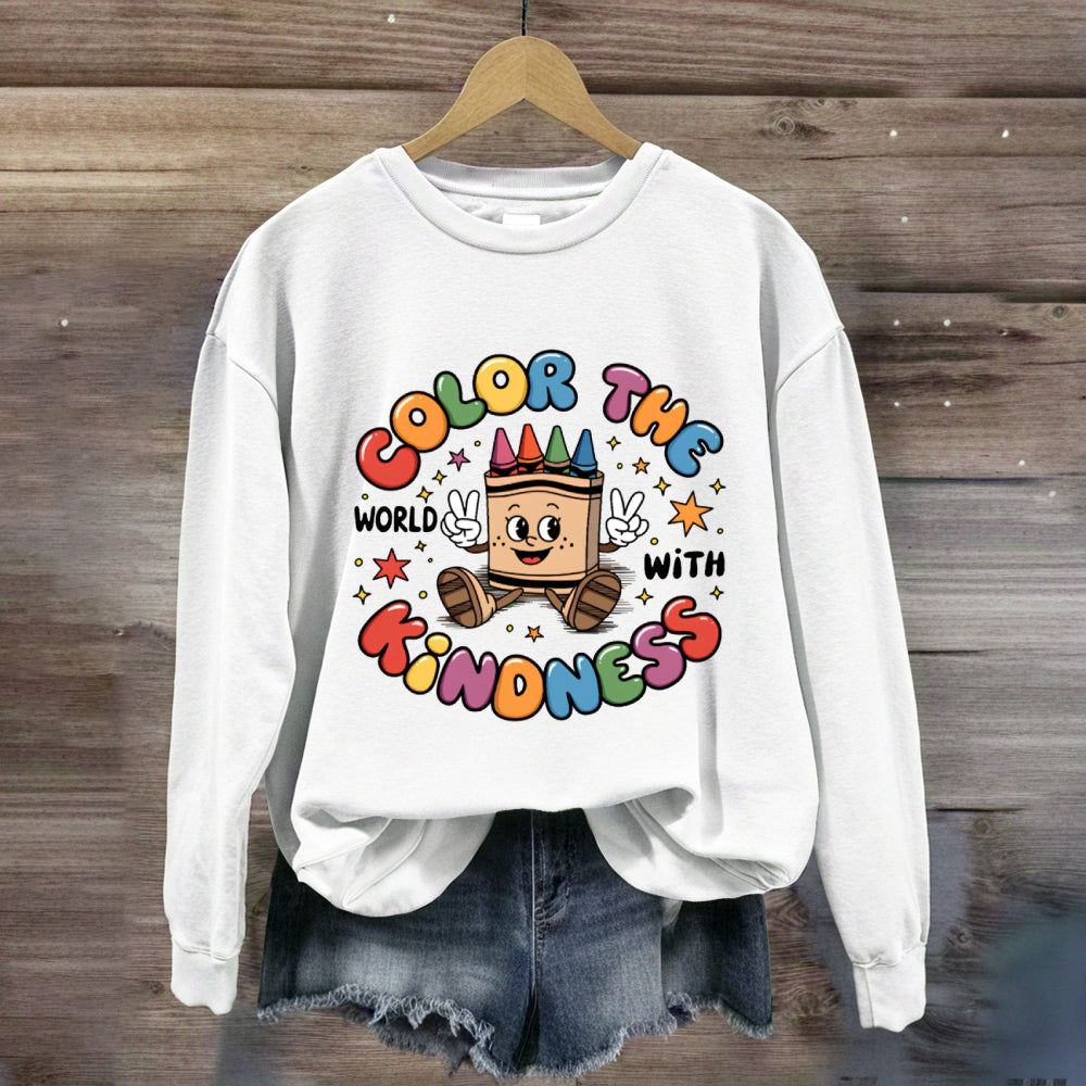 Color The World With Kindness Crayon Sweatshirt