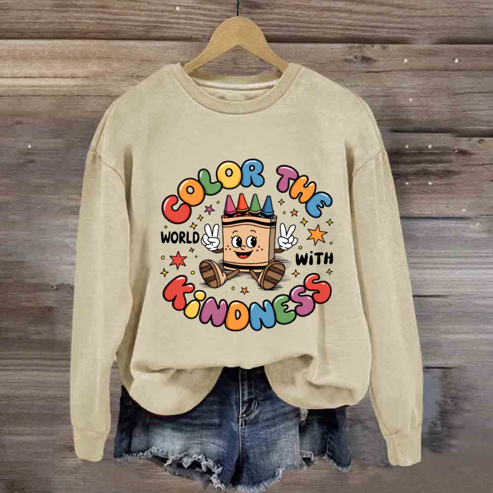 Color The World With Kindness Crayon Sweatshirt