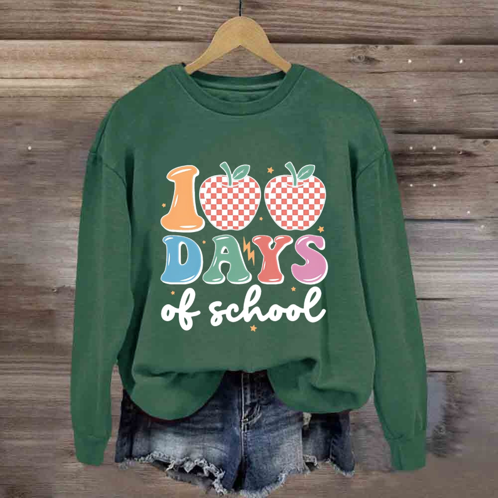 100  Days Of School Pink Apple Sweatshirt