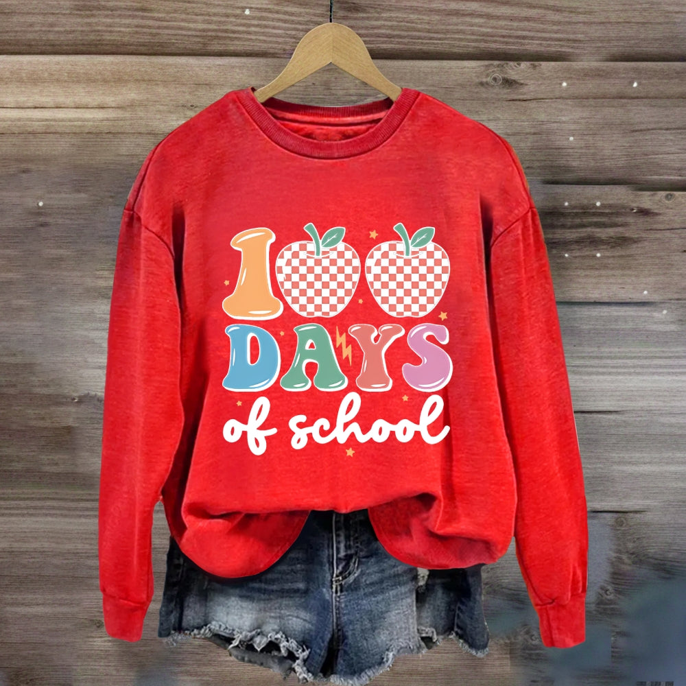 100  Days Of School Pink Apple Sweatshirt