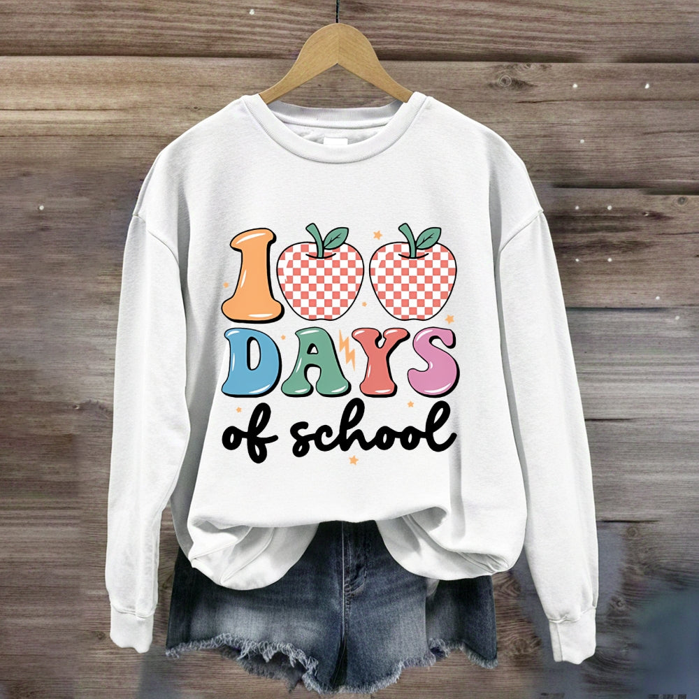 100  Days Of School Pink Apple Sweatshirt