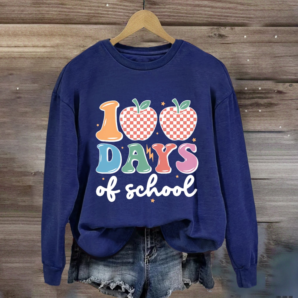 100  Days Of School Pink Apple Sweatshirt