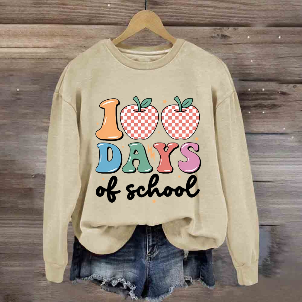 100  Days Of School Pink Apple Sweatshirt