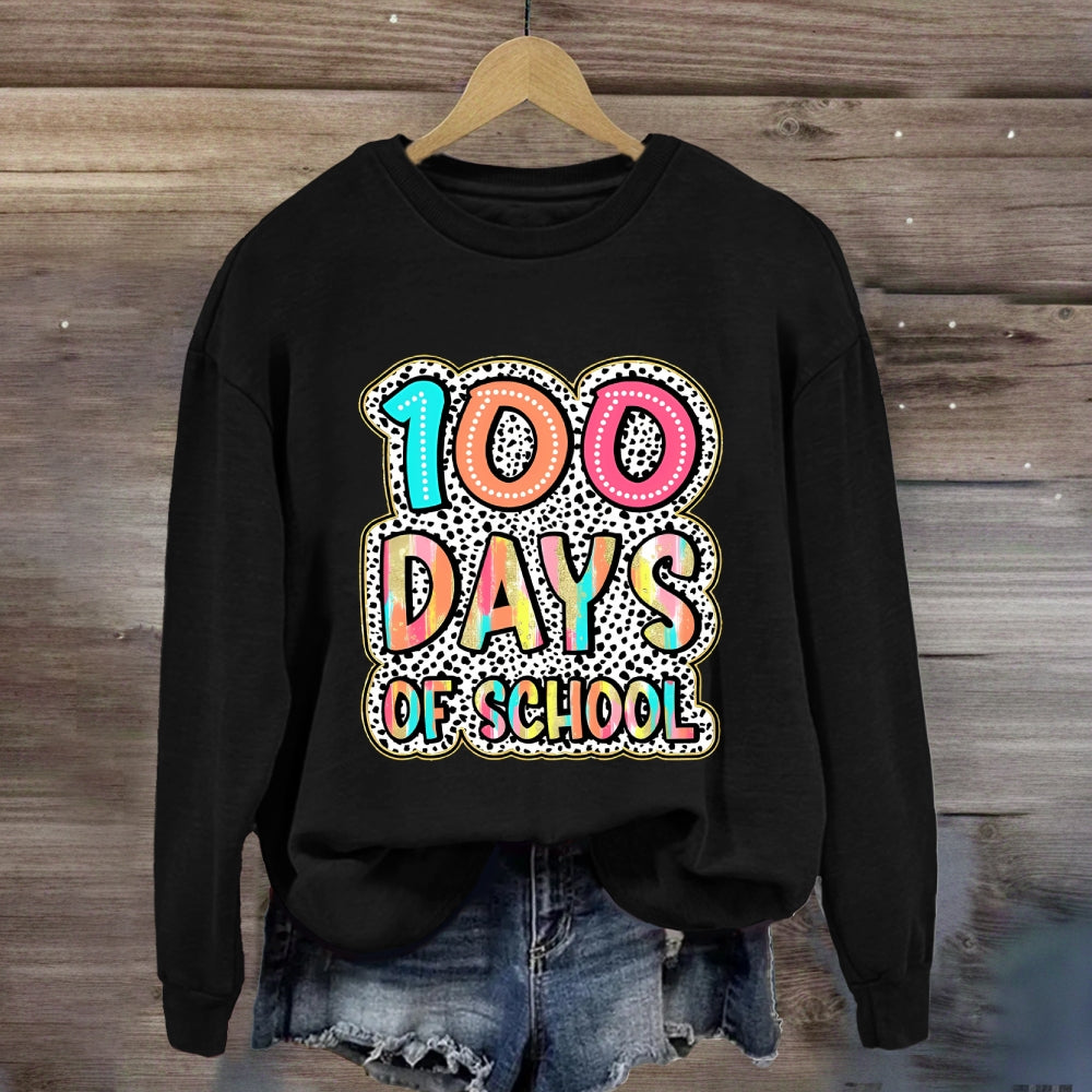 100 Days Of School Gradient Letter Print Sweatshirt