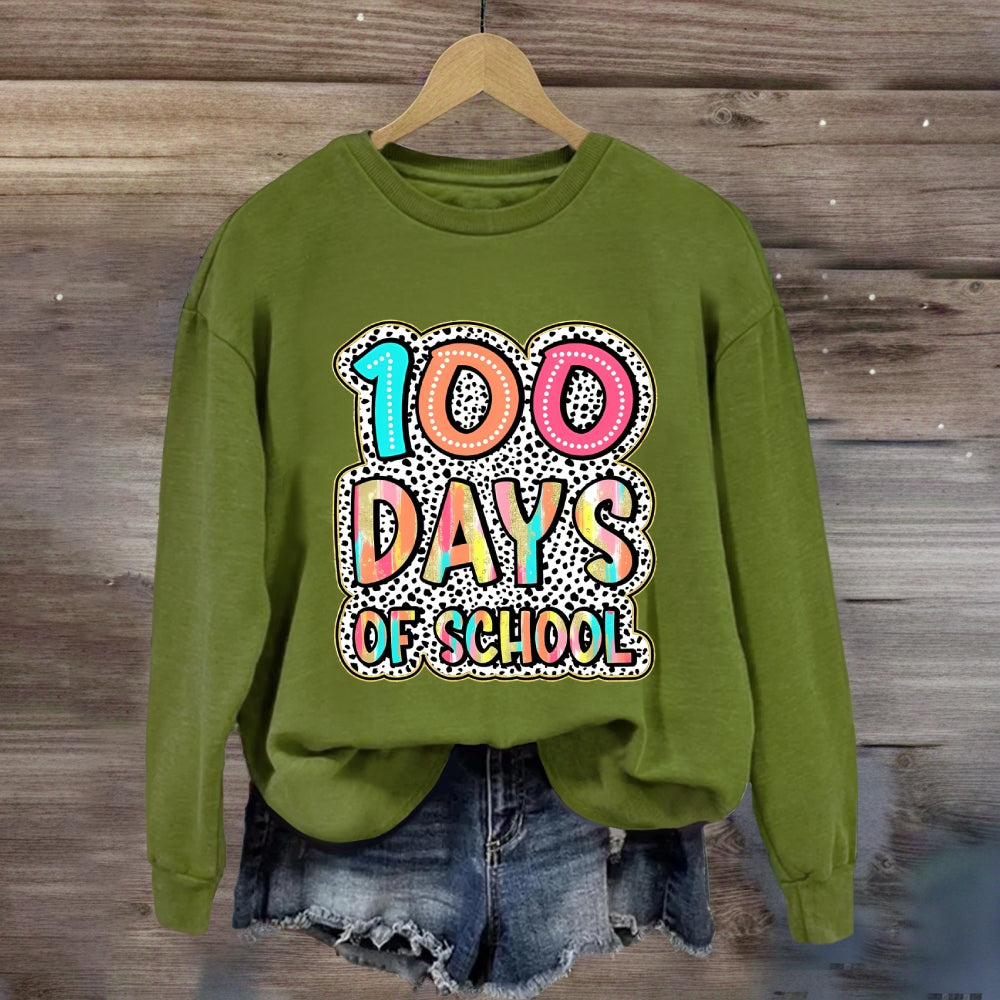 100 Days Of School Gradient Letter Print Sweatshirt